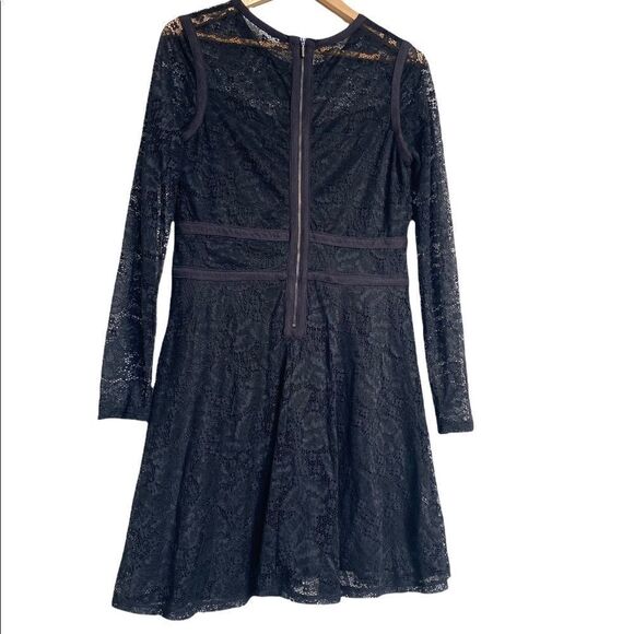 Xhilaration Black Crochet Velvet Long Sleeve Dress - Picture 4 of 5